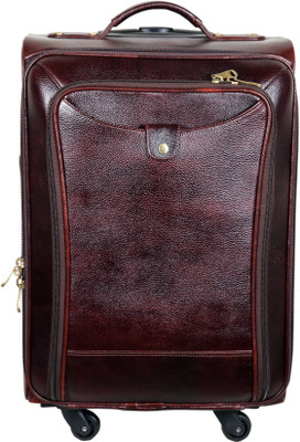 

HYATT Genuine Leather Trolley bag Small Travel Bag - Medium(Brown)