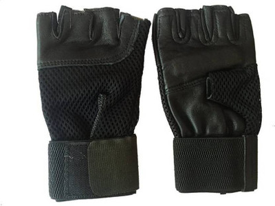 

Megus Leather half finger Fitness Freesize Black Gloves Gym & Fitness Gloves (, Black