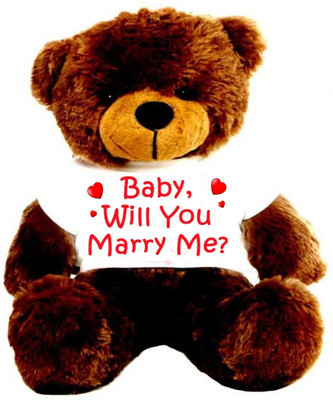 

CLICK4DEAL Big Teddy Bear 5 Feet Long Wearing Will U Marry ME T-Shirt ( Bear 152 cm ) with Free Heart Shape Pillow Brown - 152 cm(chocolate brown)