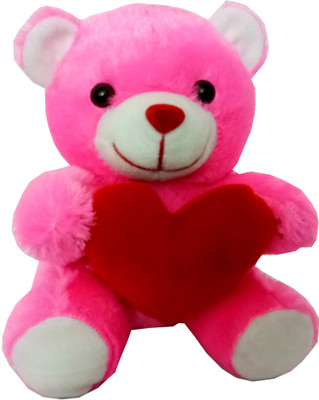 

KOKO TOYS Pink Teddy with Red Heart - 18 cm - 20 cm(Pink)