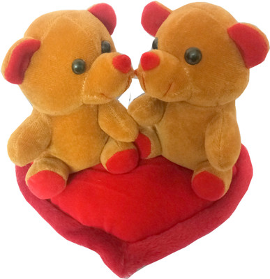

KOKO TOYS Valentine Kissing Couple Teddy On Heart- 20 cm (Brown,Red) - 20 cm(Red)