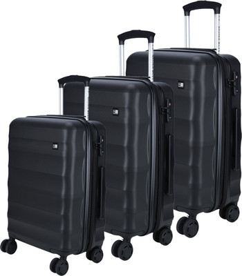 

Nasher Miles Rome Expander| Hard-Side| Luggage Set of 3 Black Trolley|Travel|Tourist Bags (55, 65 & 75 Cm) Expandable Check-in Luggage -  inch(Black