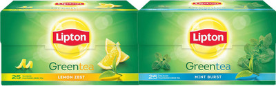 

LIPTON Lemon Zest & Mint Burst Pack of 2 (25 x2 = 50 Tea Bag) Lemon, Mint Green Tea Bags(50 Bags, Tetrapack)