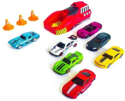 

Toy Arena Speed Car Rapid Launcher Playset Toy with 7 Die Cast Metal Stunt Car and Stoppers for Kids(Multicolor)