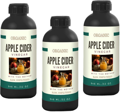 

SHARRETS Organic Apple cider Vinegar [Raw, Unfiltered, with the 'Mother'] 3 x 32 Oz./946ml. Vinegar(946 ml, Pack of 3)
