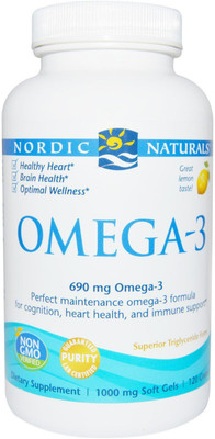 

Nordic Naturals Omega-3, Lemon, 690 mg, 120 Soft Gels(120 No)