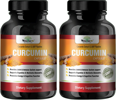 

VEDA MAXX 100% Natural Organic Curcumin With Piperine Capsules Supplement (500mg Pack of 2)(500 mg)