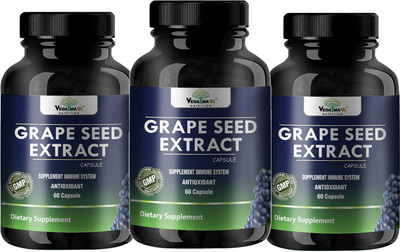 VEDA MAXX Grape Seed Extract Capsules Supplement for Immune System, Antioxidant (Pack of 03)(3 x 166.67 mg)