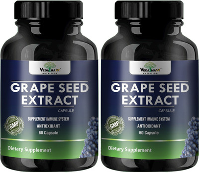 VEDA MAXX Grape Seed Extract Capsules Supplement for Immune System, Antioxidant (Pack of 02)(2 x 250 mg)