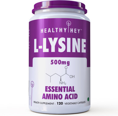 

HealthyHey Nutrition L-Lysine 500mg, No Additives, Essential Amino Supplement, 120 Vegetable Capsules(500 mg)
