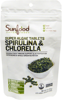 

Sunfood Spirulina & Chlorella, Super Algae Tablets, 250 mg, 228 Tablets SFD-10075(228 No)