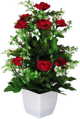

eMani Multicolor Wild Flower Artificial Flower with Pot(12 inch, Pack of 1)