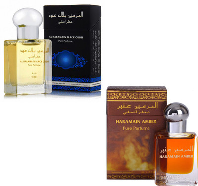 

Al Haramain Black Oudh & Amber Fragrance Roll on Attar Combo Pack of 2 - 2 x 15 ml Floral Attar(Floral)