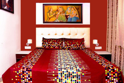 K N Traders 100 TC Cotton Double Printed Flat Bedsheet(Pack of 1, Maroon)