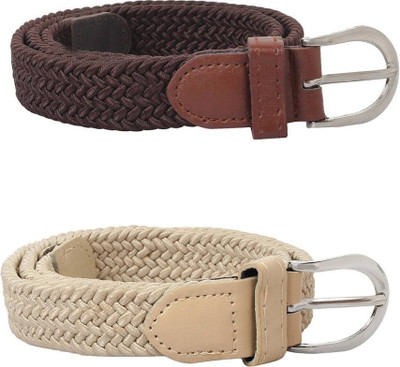 

Sulit Men & Women Casual, Evening, Formal, Party Brown, Beige Canvas Belt, Brown;cream