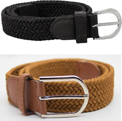 

Sulit Men & Women Casual, Evening, Formal, Party Tan, Black Canvas Belt, Black;light brown