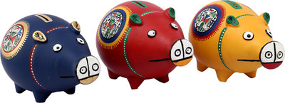 

Artysta Piggy Bank Coin Handmade Savings Money Bank Box Toy with Latch for Kids and Adults Coin Bank(Multicolor)
