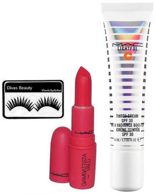 

divas beauty Eyelashes & Lipstick, Lightful Tinted Cream Foundation(Set of 3)