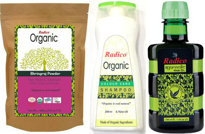 

Radico 100% Organic Bhringraj Powder With Organic Colour Care Shampoo (200 ml) and Ayurvedic Hair Oil (200ml)(Set of 3)