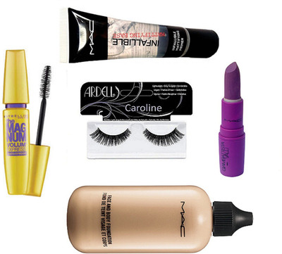 

caroline Eyelashes, Mac face and body foundation, Infallible Mattifying Base Primer, Maybelline The MugNum Volume Express Mascara & Giambattista valli lipstick(Set of 5)
