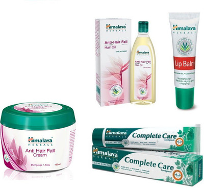 

Himalaya LIP BLAM, ANTI HAIR FALL OIL, ANTI HAIR FALL CREAM, COMPLETE CARE PASTE(Set of 4)