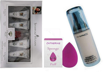 

catherine Sponge Puff & Mac Match Master Liquid Foundation, Shahnaz Husain Diamond Plus Facial Kit(Set of 3)