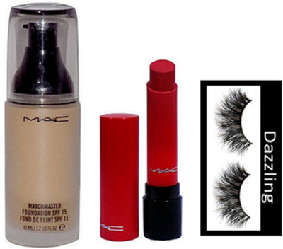 

Dazzling Eyelashes, Mac Matchmaster Foundation, Liptensity Lipstick(Set of 3)
