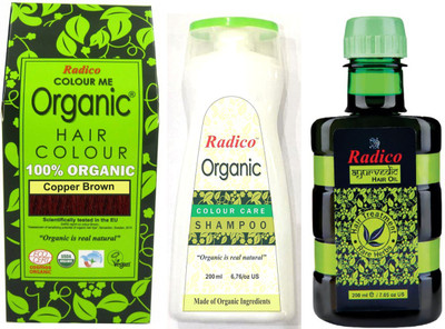 

Radico 100% Organic Copper Brown Powder With Organic Colour Care Shampoo (200 ml) and Ayurvedic Hair Oil (200ml)(Set of 3)