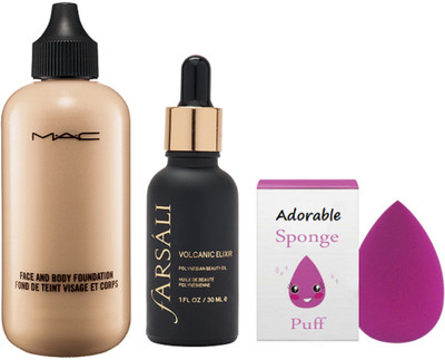 

Adorable sponge puff, face and body foundation , farsali Vocanic Elixir Face Serum(Set of 3)