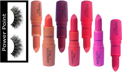

POWER POINT eyelashes, mac giambattista multi colors lipstick, ( set of 8 )(Set of 8)