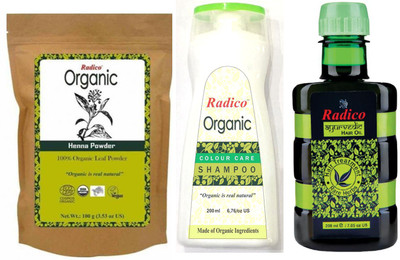 

Radico 100% Organic Henna Powder With Organic Colour Care Shampoo (200 ml) and Ayurvedic Hair Oil (200ml)(Set of 3)