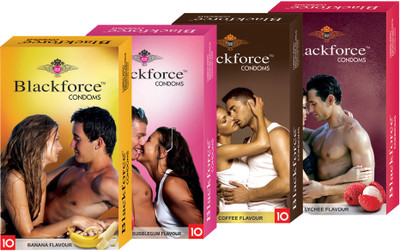 BLACKFORCE BANANA , BUBBLEGUM , COFFEE AND LYCHEE Condom(Set of 4, 40S)