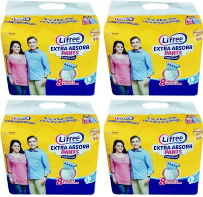 

lifree Adult Diaper Pant Style Large Size , combo of 4 packs, 10 pcs per pack Total 40 pcs for waist size 30-39 inches - L(40 Pieces)