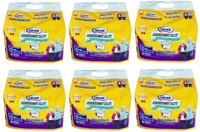 

lifree Adult Pant Style Diaper Size Medium, Set of 6 packs, 10 pcs per pack Total 60 pcs for waist size 24-33 inches - M(60 Pieces)