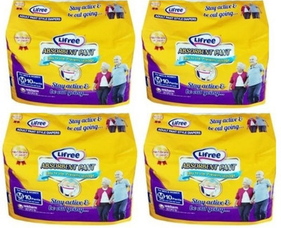 

lifree Adult Pant Style Diaper Size Medium, Set of 4 packs, 10 pcs per pack Total 40 pcs for waist size 24-33 inches - M(40 Pieces)