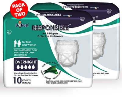 

Dr. Trust (USA) Pull Up Large Size Pant Style Diaper Pants Protective Underwear Pack Of 2 (Digital Thermometer Included) Adult Diapers - L(20 Pieces)