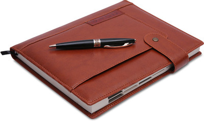 COI Brown Faux Leather Front Pocket Corporate Executive Travel Diary Budget Planner Organizer 2019. Gift For Man And Woman With Designer Pen. B5 Planner/Organizer Ruled 365 Pages(Brown)