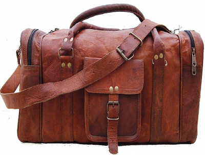 

dzcollections Large Genuine Leather Travel Duffel bag Shoulder Bag Weekender Bag Travel Duffel Bag(Brown)