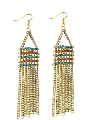 abhisu antique jewellery antique hand made earrings with multi-colour Pearl Copper, Brass Drops & Danglers