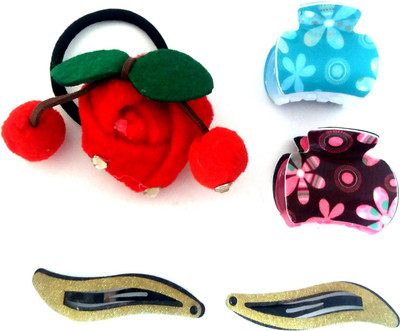 

FASHIONABLE COMBO OF BEAUTIFUL ROSE RUBBER BAND,TIC TAC CLIP,MEDIUM SIZE CLUTCHER Hair Accessory Set(Multicolor)