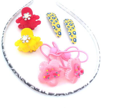 

FASHIONABLE SET OF 7 PARTY WEAR Tic Tac Clip, Hair Band, Rubber Band, Hair Claw(Multicolor)