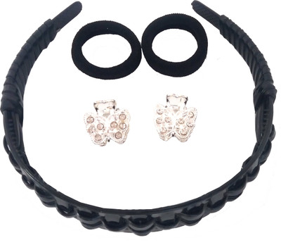 

FASHIONABLE PARTY WEAR HAIR BAND 2 CLUTCHER AND 2 RUBBER BAND Hair Accessory Set(Multicolor)