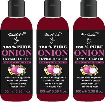 

Vadhika Organic Onion Hair Oil with 14 Essential Oils for Hair Regrowth, Dandruff Control Hair Oil (300 ml) Hair Oil(300 ml)