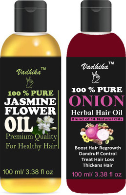 

Vadhika 100 % Organic Jasmine Flower oil & Onion oil pack of 2 bottle 200ml Hair Oil(200 ml)