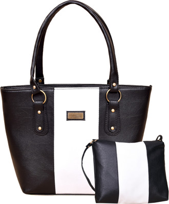 flete Hand-held Bag(Black, White)