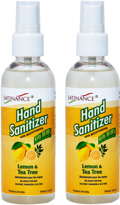 

Satinance Lemon & Tea Tree Hand Sanitizer 100ml - Pack of 2, Kills 99.99% of the most Common Germs(200 ml, Pump Dispenser, Pack of 2)