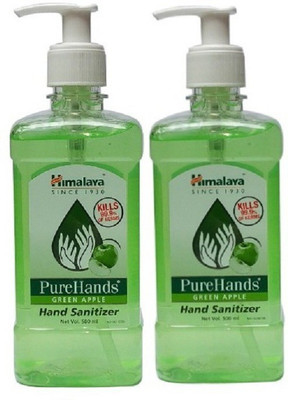 

Himalaya Pura Hand Sanitizer Green Apple fragrance Set of 2 pack 500 ml each Total 1000 ml(1000 ml, Pump Dispenser, Pack of 2)
