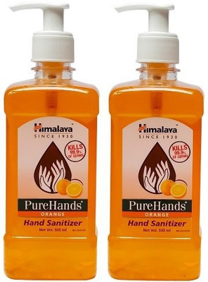 

Himalaya Pure Hand Sanitizer Combo of 2 pack 500 ml each with orange fragrance(1000 ml, Pump Dispenser, Pack of 2)