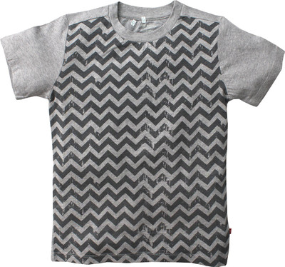 nino bambino Boys Printed Cotton Blend Regular T Shirt(Grey, Pack of 1)