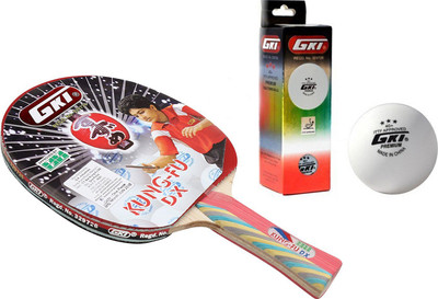 

GKI Kung Fu DX Table Tennis Combo Set (Kung Fu DX Table Tennis Racquet + Premium 3 Star 40 Table Tennis Ball, Box of 3 - White) Table Tennis Kit